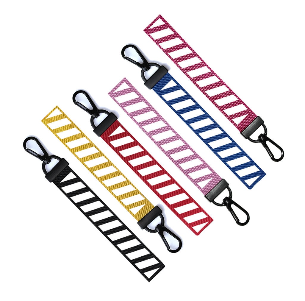 White Stripes Key Chain Keyring Luggage Tag Zipper Pull Bag Ring Fuel Key Ring Stripe