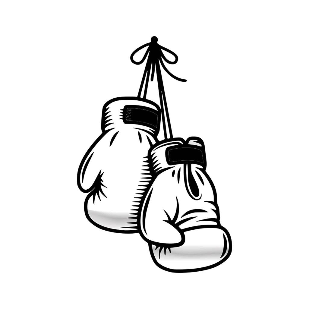 Set of 2 x White boxing gloves Iron on Screen Print Transfers for Fabrics Machine Washable fighter patch