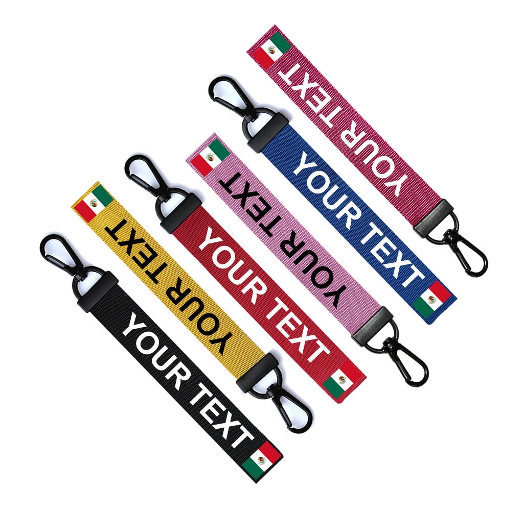 Personalised Mexican Flag Key Chain Keyring Luggage Tag Zipper Pull Bag Ring Key Ring Mexico