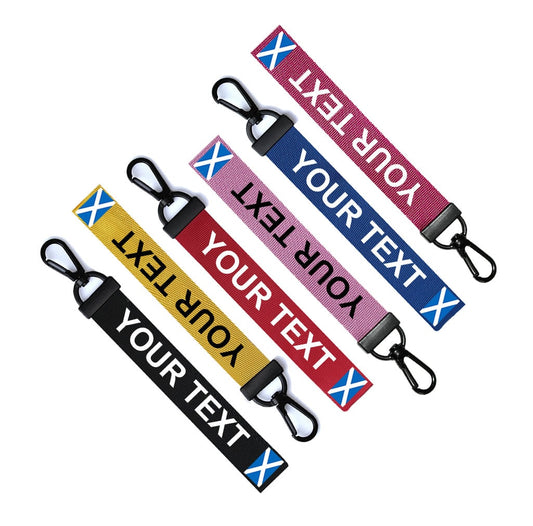 Personalised Scottish Flag Key Chain Keyring Luggage Tag Zipper Pull Bag Ring Key Ring Scotland