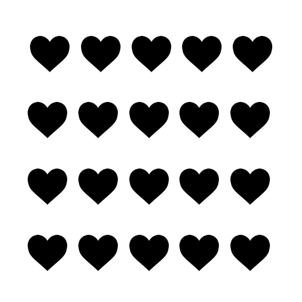 Set of 10 X Black Hearts Iron on Transfers for Fabrics