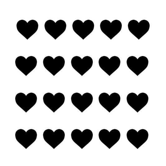 Set of 10 X Black Hearts Iron on Transfers for Fabrics