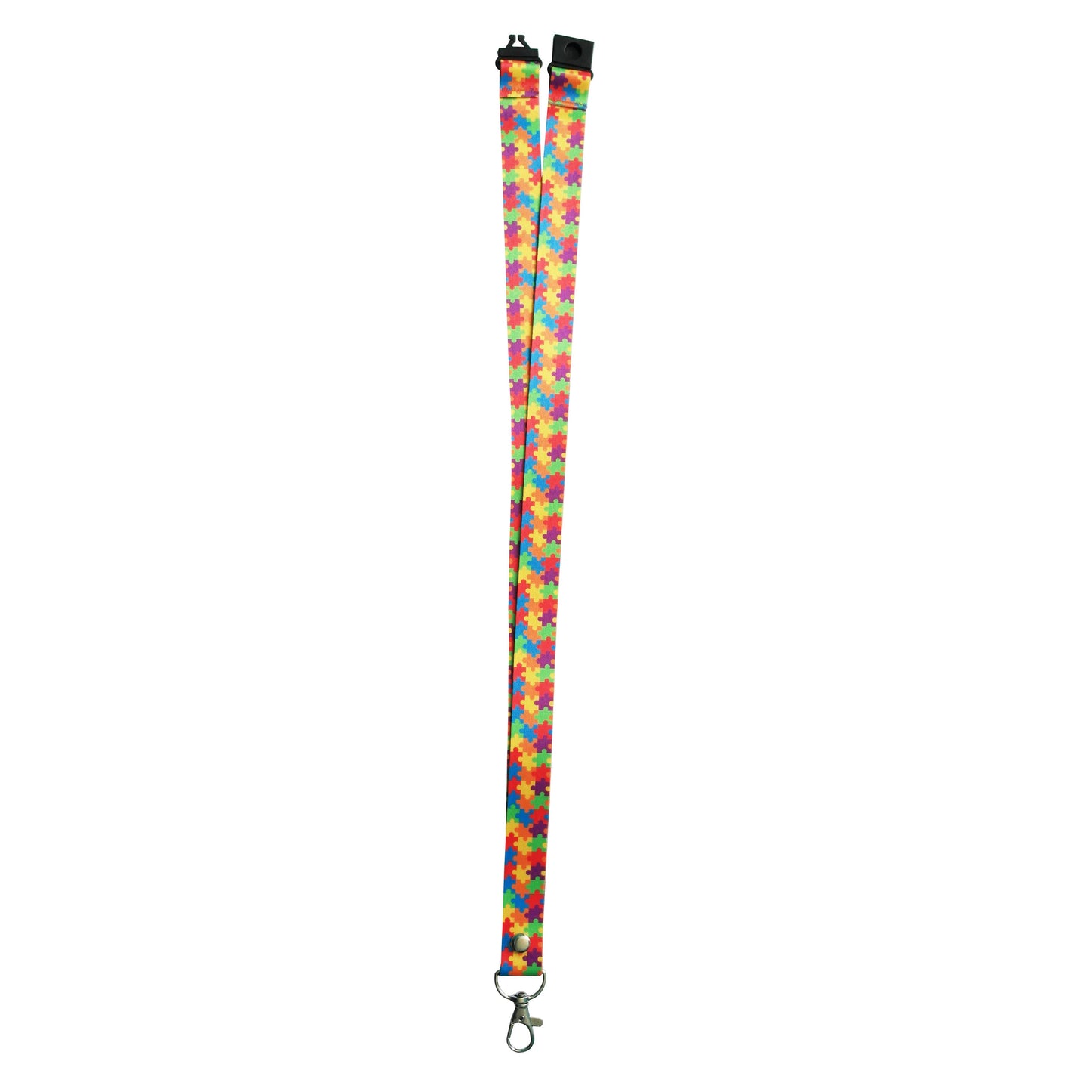 Autism Awareness Jigsaw Lanyard - neck strap, ID HOLDER Safety breakaway clip