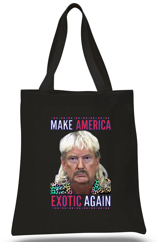 Make America Exotic Again Cotton Tote shopping office school book Bag Funny Joe Exotic The Tiger King Cat Rescue Show Donald Trump