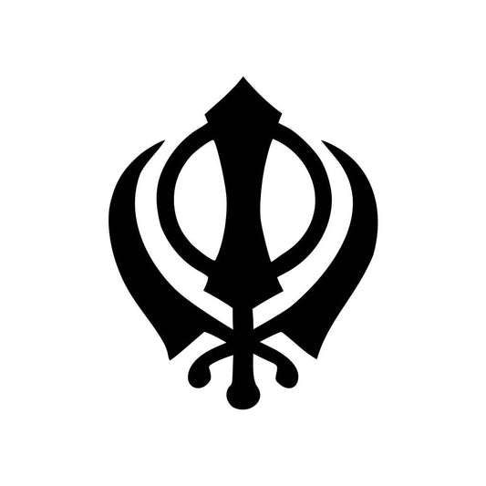 Set of 2 x Khanda Iron on Screen Print patch for fabric Machine Washable Sikh symbol