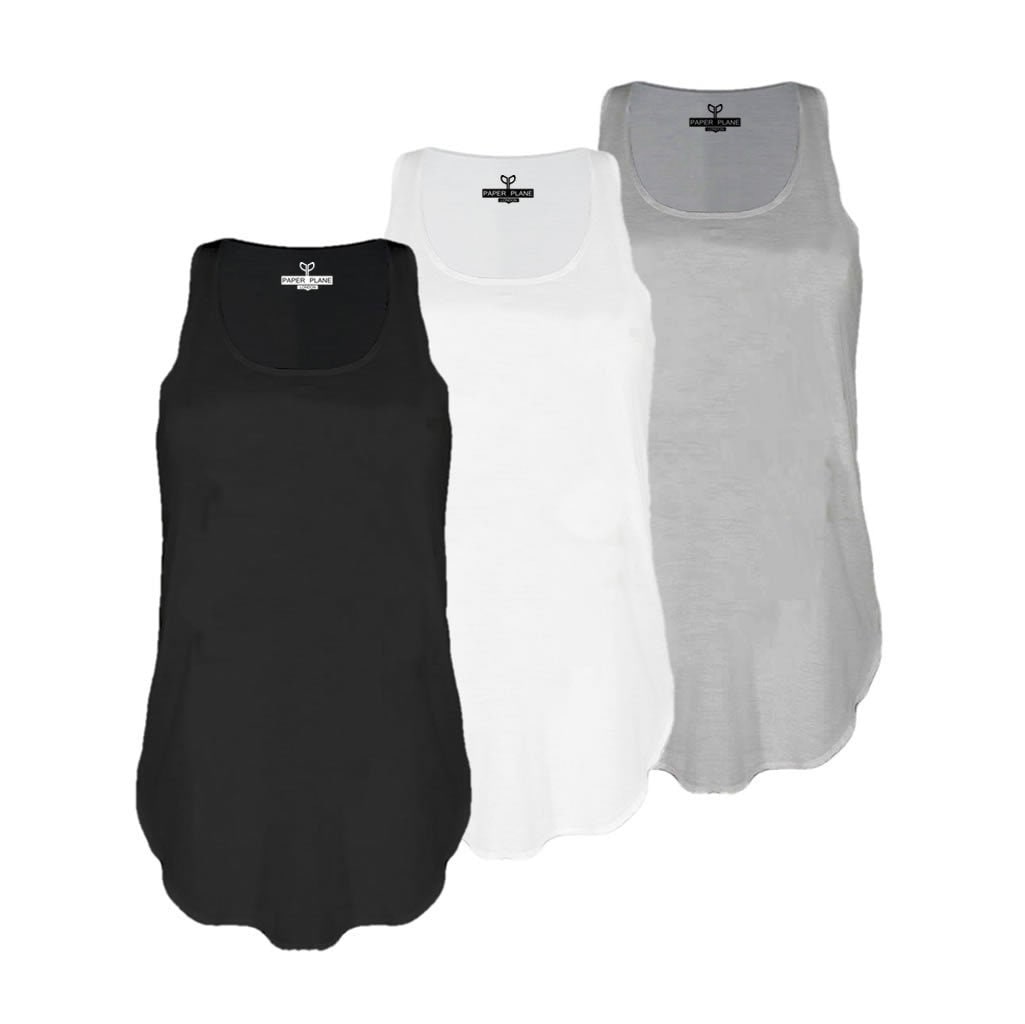 Set of 3 x Plain Tank tops Sleeveless Vest Singlet