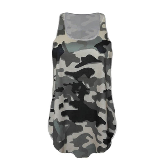 Camouflage print tank top shirt vest singlet Blouse one size tee