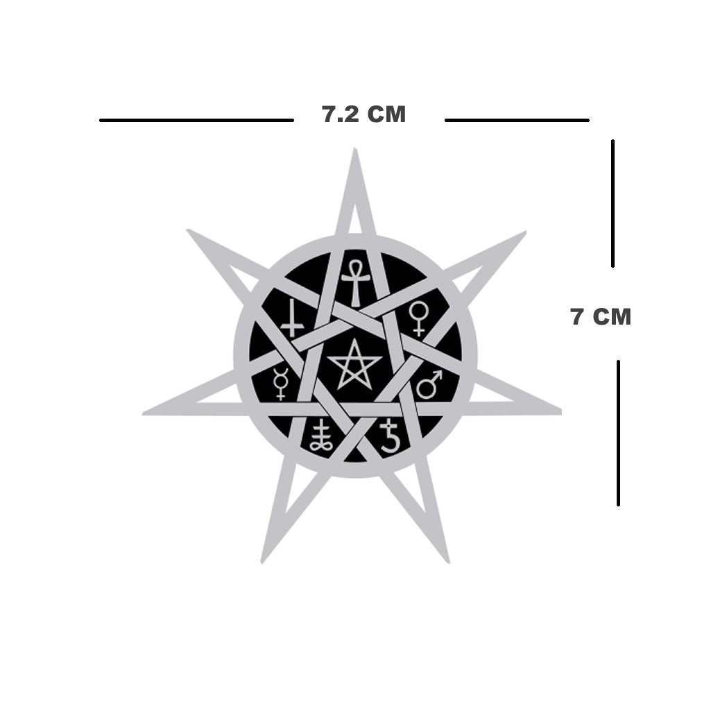 Set of 2 x Gothic Star Iron on Screen Print patch for fabric Machine Washable Pentagram