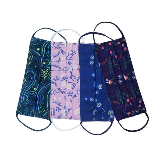 Set of 4 x Face Mask Protective Covering Washable Reusable Floral, Starry Night Breathable Cover