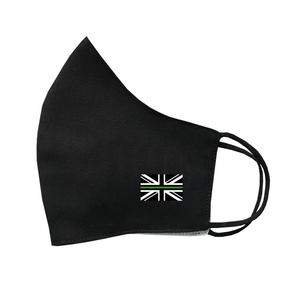UK Thin Green Line Flag Face Mask Protective Covering Washable Reusable Breathable Front line first responders Union Jack