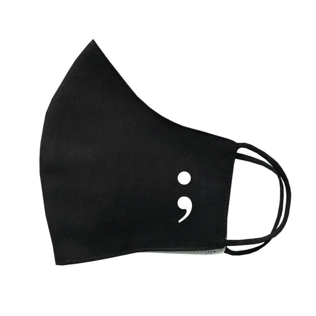 Semicolon print Mask Protective Covering Reusable Breathable Mental Health Awareness