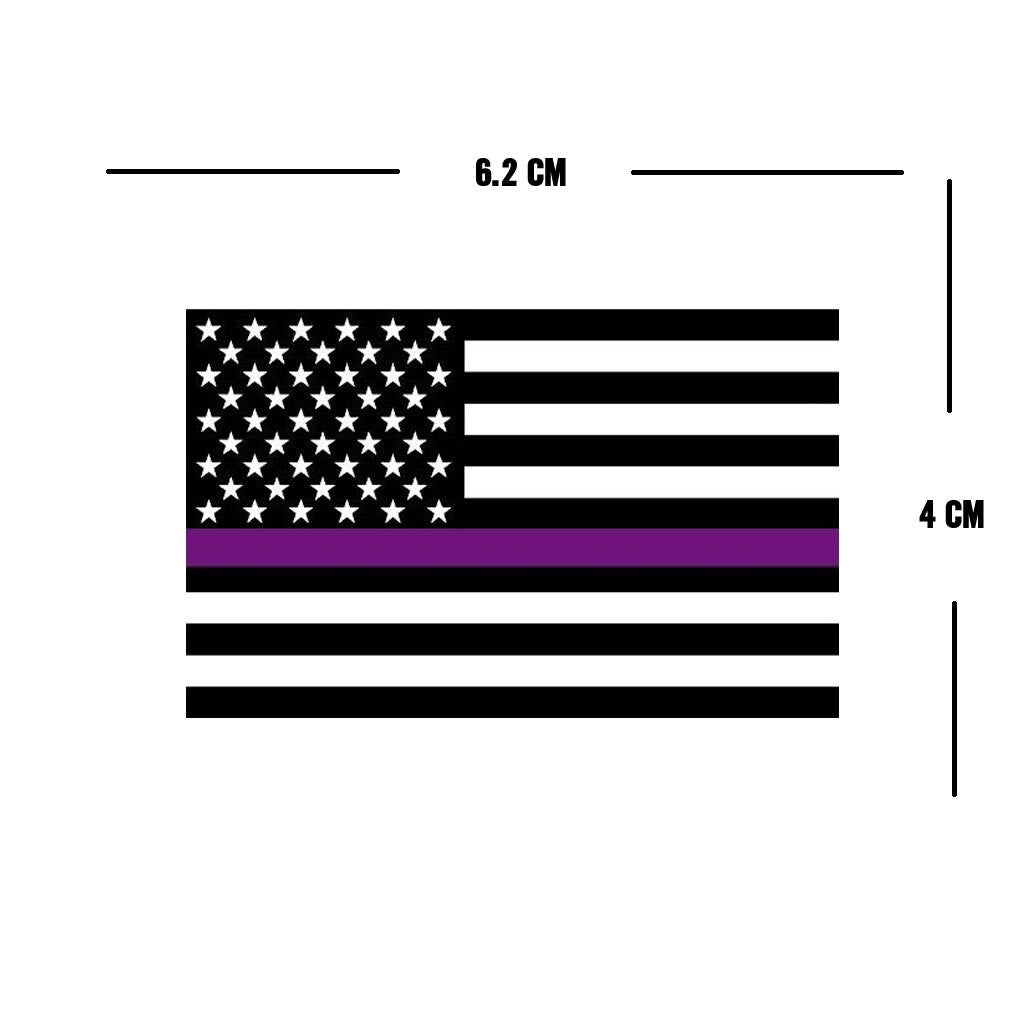 Set of 2 x Thin Purple Line Flag Iron on Screen Print Transfers for Fabrics Machine Washable  patch