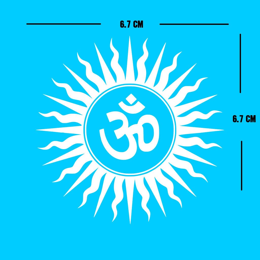 Set of 2 x Hindu OM Iron on Screen Print Transfers for Fabrics Machine Washable Hindu Symbol patch Sun