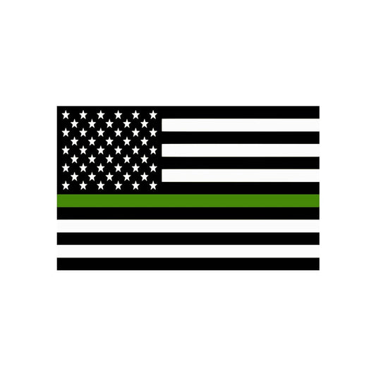 Set of 2 x Thin Green Line USA Flag Iron on Screen Print Transfers for Fabrics Machine Washable patch