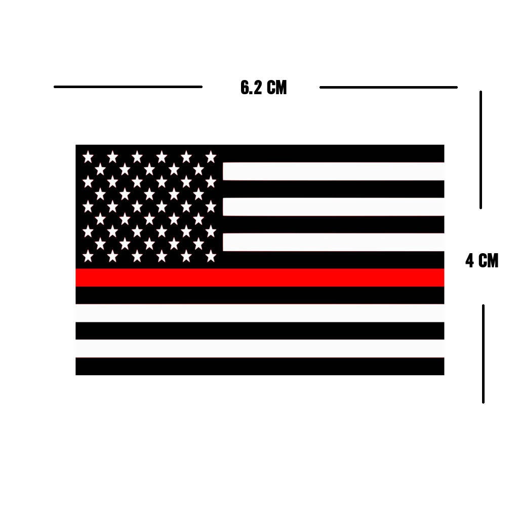 Set of 2 x Thin Red Line USA Flag Iron on Screen Print Transfers for Fabrics Machine Washable patch