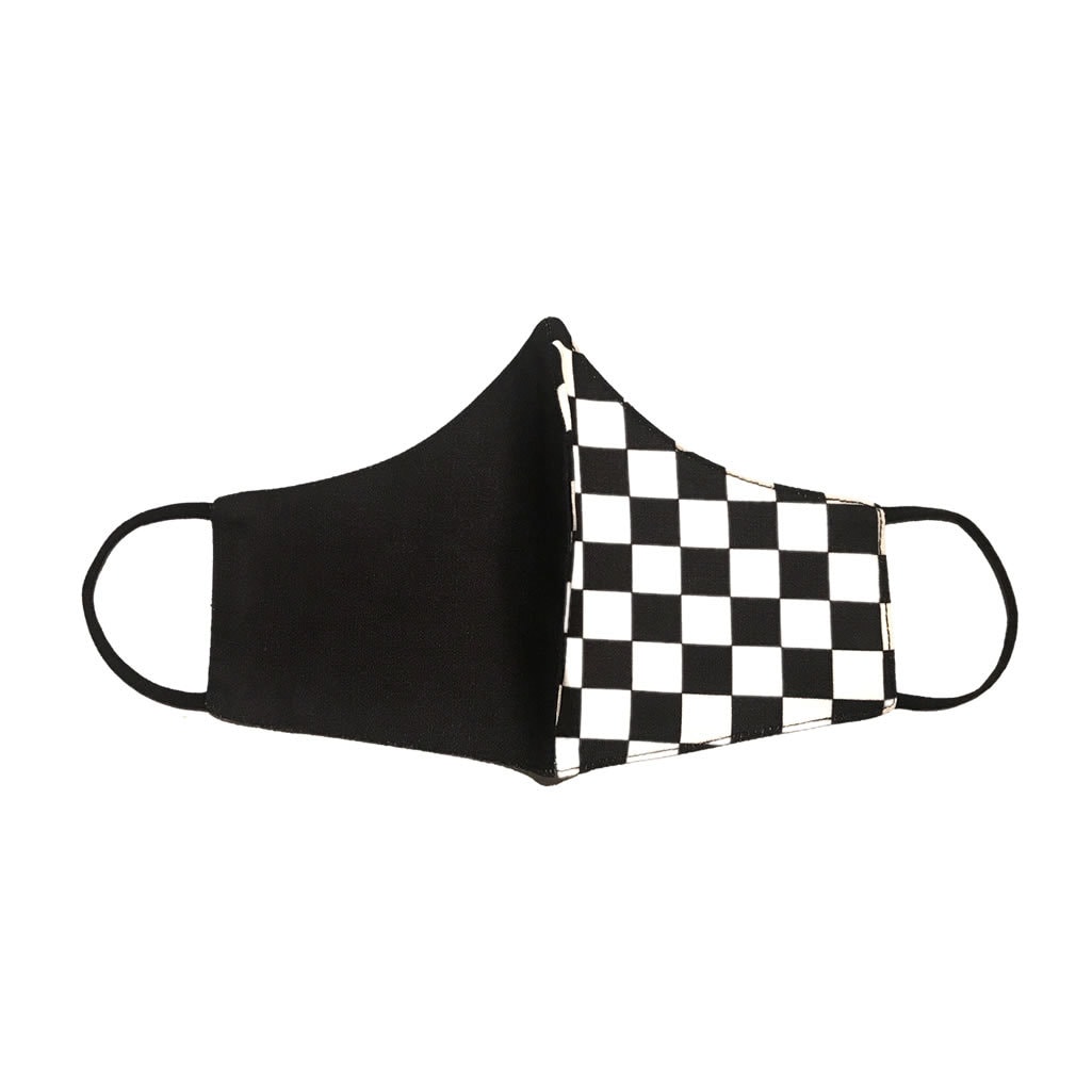 Black / Chequered Flag Print Mask Protective Covering Breathable cotton mask