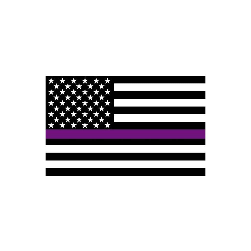 Set of 2 x Thin Purple Line Flag Iron on Screen Print Transfers for Fabrics Machine Washable  patch