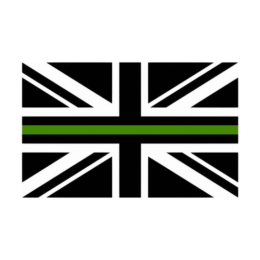 Set of 2 x Thin Green Line Flag Iron on Screen Print Transfers for Fabrics Machine Washable  Ambulance / Paramedic Flag patch