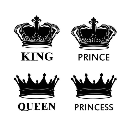 DIY The Royals - King, Queen, Prince, Princess Crown Iron on Screen Print Transfers for Fabric Machine Washable patch