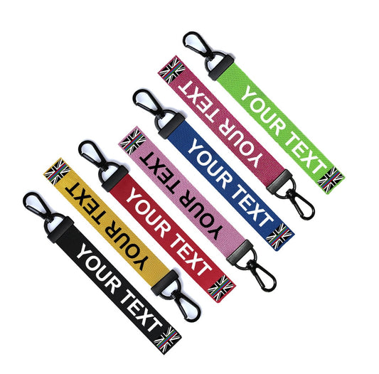 Personalised Triple Thin blue red green line Key Chain Keyring