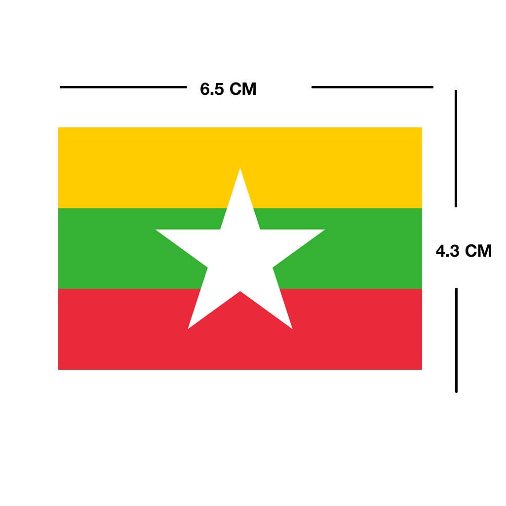 Set of 2 x Myanmar Flag Iron on Screen Print for fabric Machine Washable Transfer Burma Flag