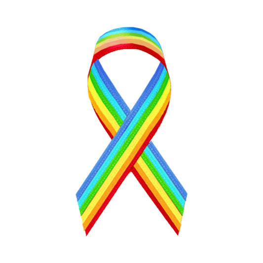 LGBT Rainbow Ribbon Iron on DIY Screen Print Transfer patch for fabric