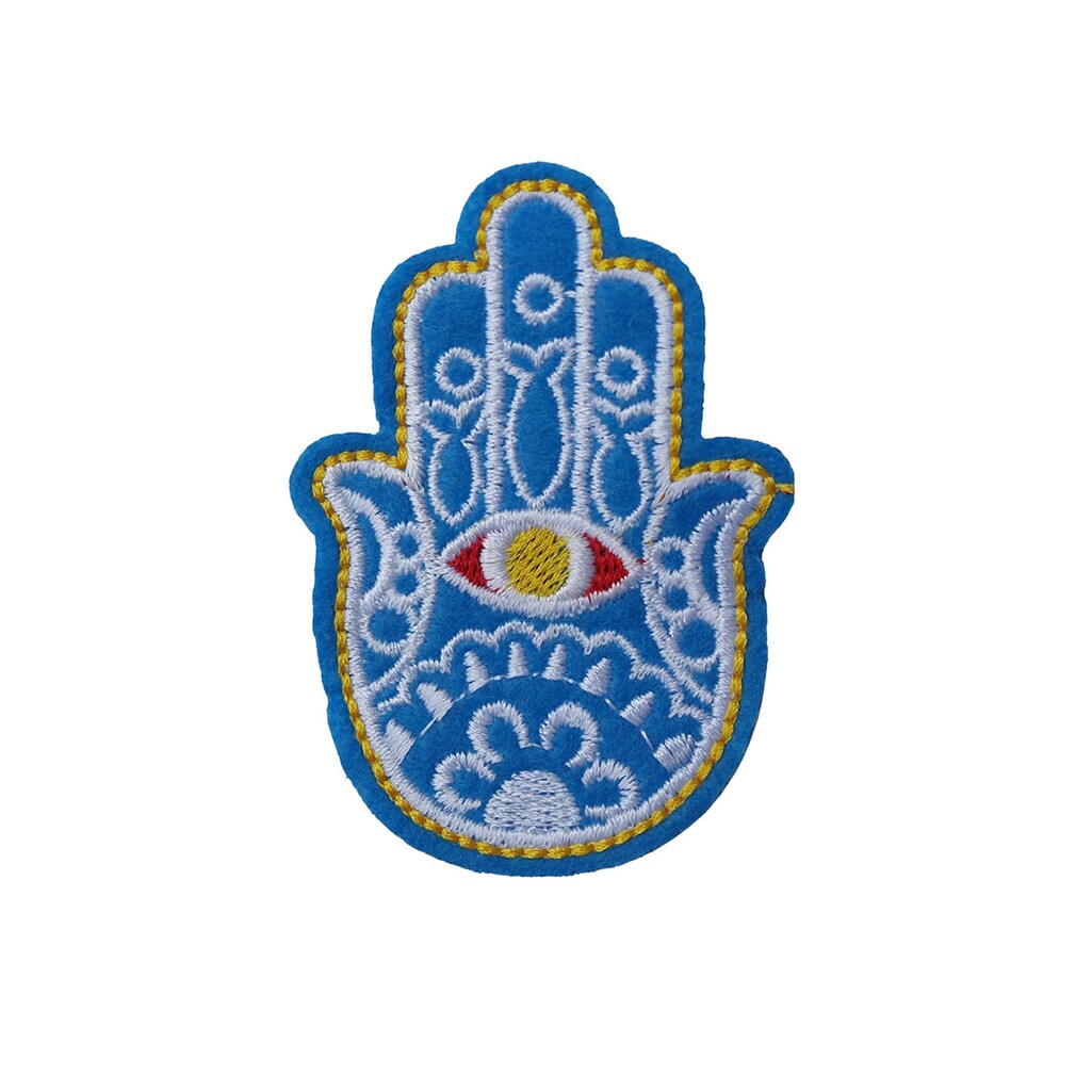 Hamsa Hand Iron / Sew On Embroidered Patch Badge Embroidery Henna Hand Motif transfer