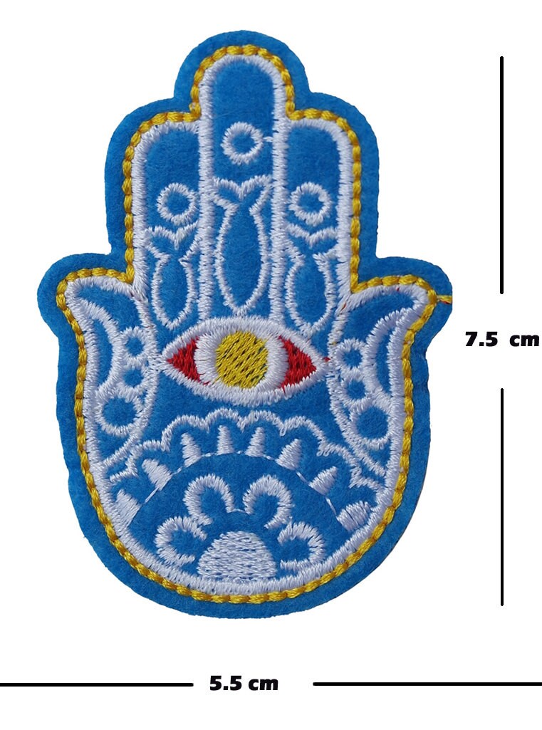 Hamsa Hand Iron / Sew On Embroidered Patch Badge Embroidery Henna Hand Motif transfer