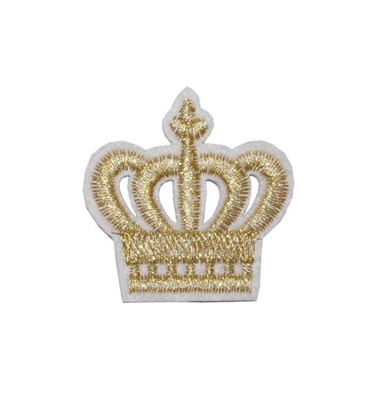 Gold Crown Iron / Sew On Embroidered Patch Badge Embroidery Crown Motif transfer