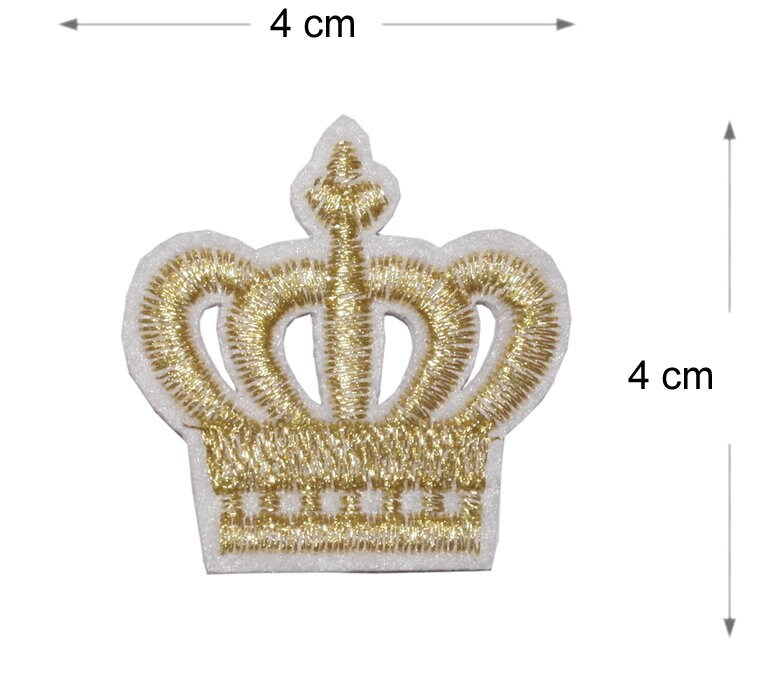 Gold Crown Iron / Sew On Embroidered Patch Badge Embroidery Crown Motif transfer