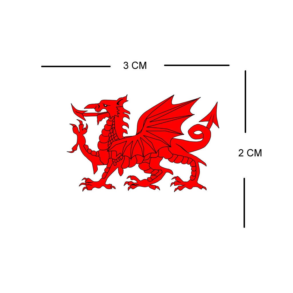 Set of 4 x Welsh Dragon Iron on SCREEN PRINT for fabric Machine Washable Wales Red Dragon Flag