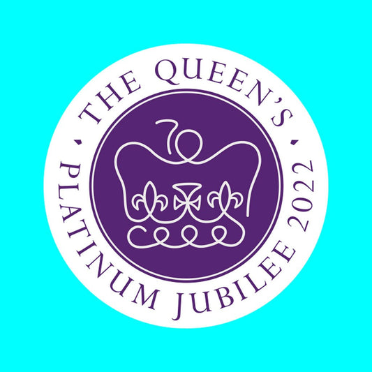 Set of 2 X Queen Platinum Jubilee Logo Iron on Screen Print Crown Transfers for Fabrics