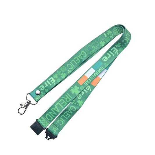 Ireland Lanyard - neck strap, ID HOLDER Safety breakaway clip Irish symbols