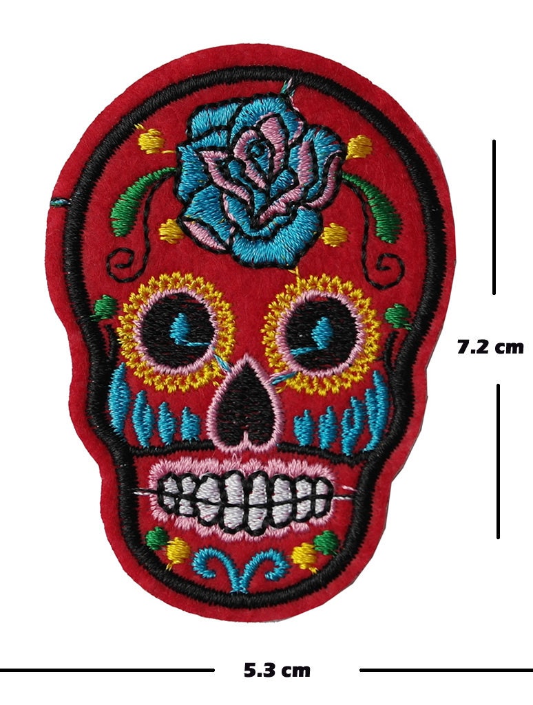 Suger Skull Embroidery Patch Iron on or Sew on Embroidered Motif serpent Transfer Halloween applique…