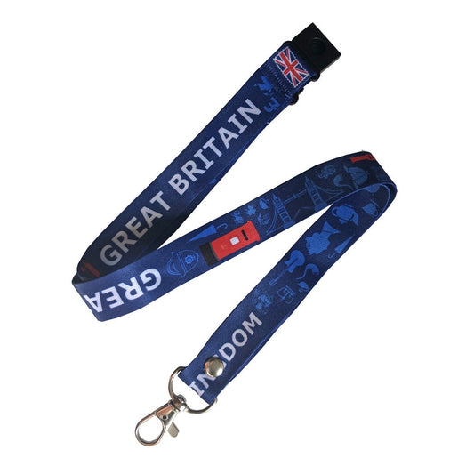 Great britain Lanyard includes ID Holder and Safety breakaway clip united kingdom union jack flag