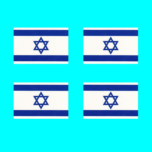 Set of 4 Israel Flag Temporary Tattoo Waterproof Lasts 1 week Israeli flag