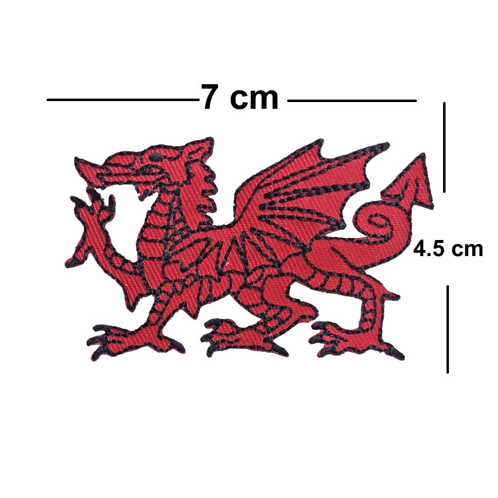 Wales Dragon Embroidery Patch Iron on or Sew on Embroidered Motif Transfer Welsh Dragon applique