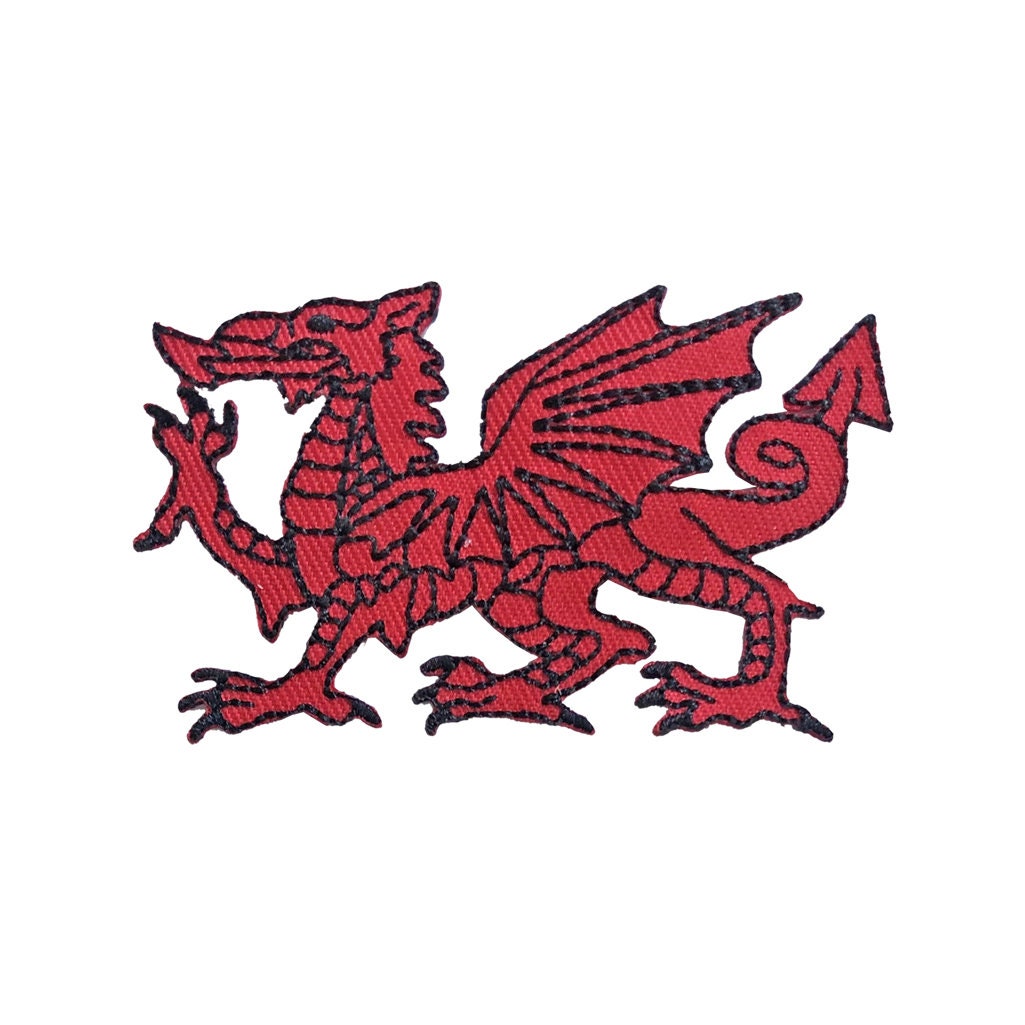 Wales Dragon Embroidery Patch Iron on or Sew on Embroidered Motif Transfer Welsh Dragon applique