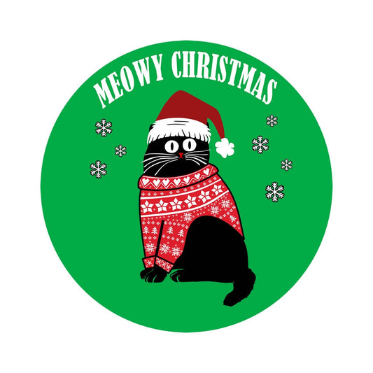 Merry Christmas cat Iron on Screen Print Transfers for Fabrics