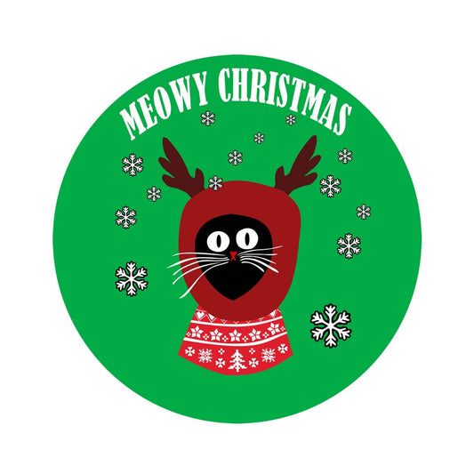 Meowy Christmas Cat reindeer Iron on Screen Print Transfers for Fabrics