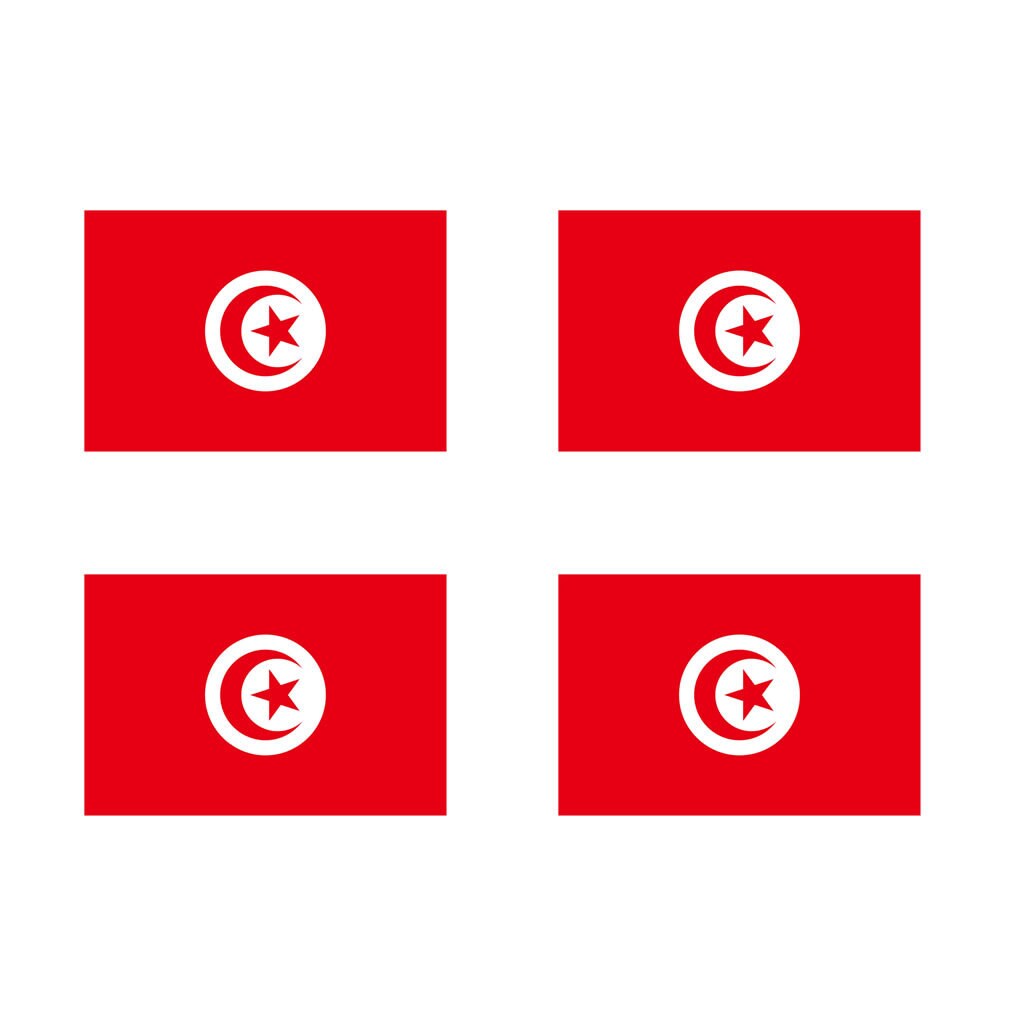 4 X Tunisia Flag IRON on Screen print transfer Patch Applique Motif Tunisian