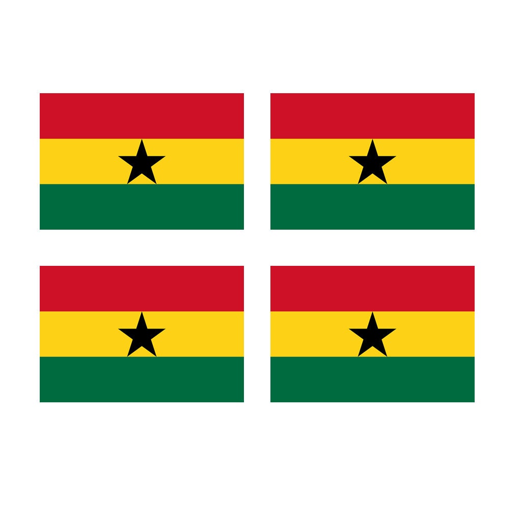 Set of 4 x Ghana Flag Temporary Tattoo Waterproof Lasts 1 week Flag for country support football Ghanaian Team