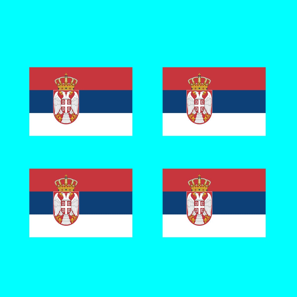 4 x Serbia Flag Iron on Screen print Fabric Applique machine washable transfer Serbian Team