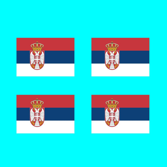 4 x Serbia Flag Iron on Screen print Fabric Applique machine washable transfer Serbian Team