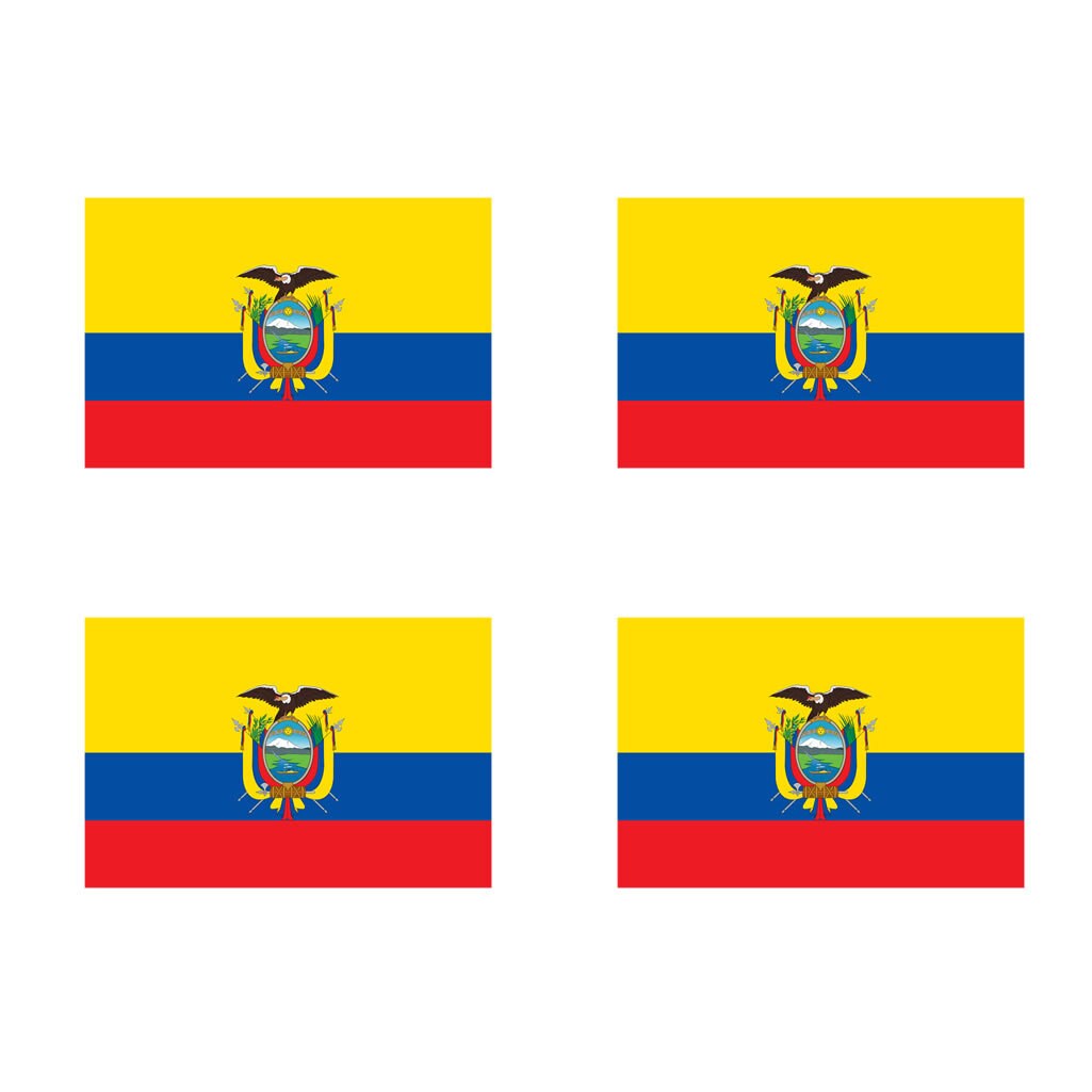 4 X Ecuador Flag IRON on Screen print transfer Patch Applique Motif