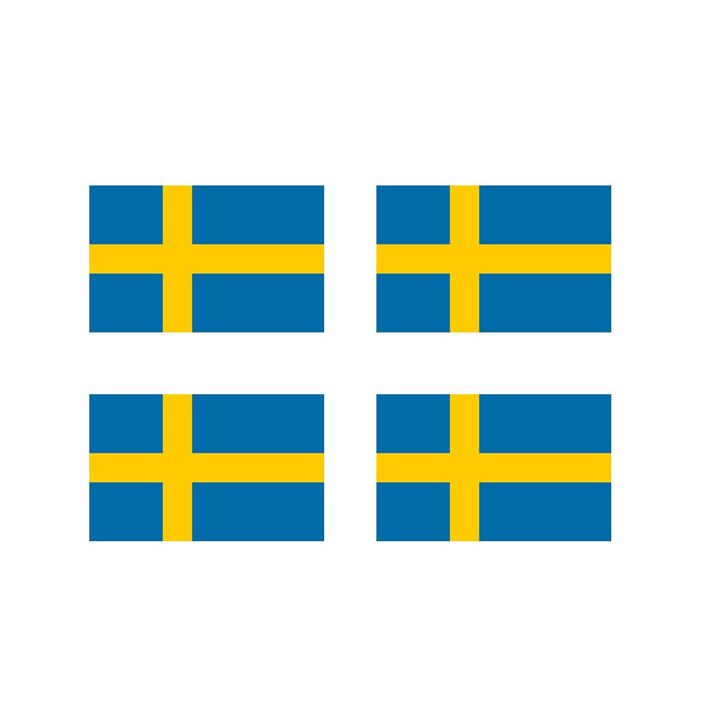 Set of 4 x Sweden Flag Iron on Screen Print Transfers for Fabrics Machine Washable Swedish Flag patch