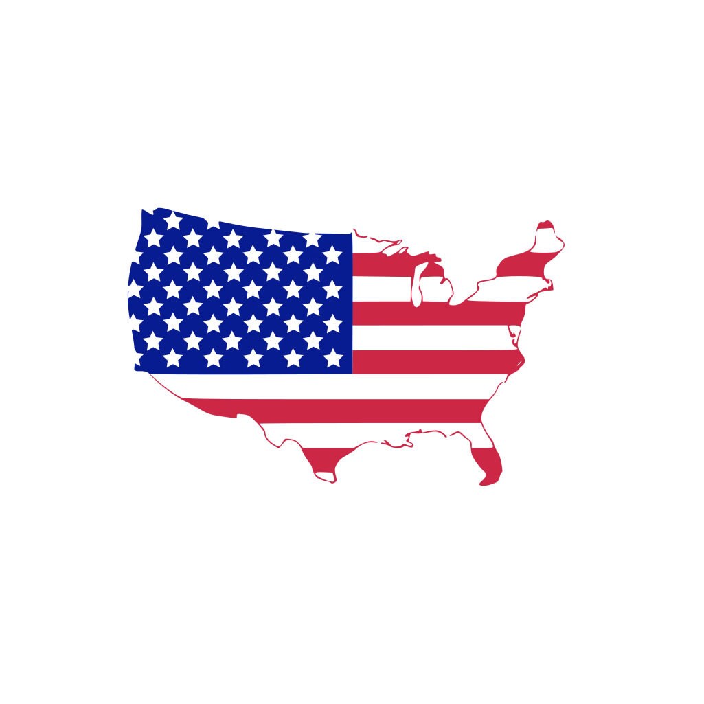 USA map Iron on Screen print Fabric Applique machine washable transfer USA FLAG