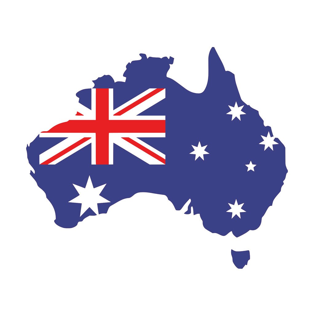 Australian Map Iron on Screen print Fabric Applique machine washable transfer Australia Flag