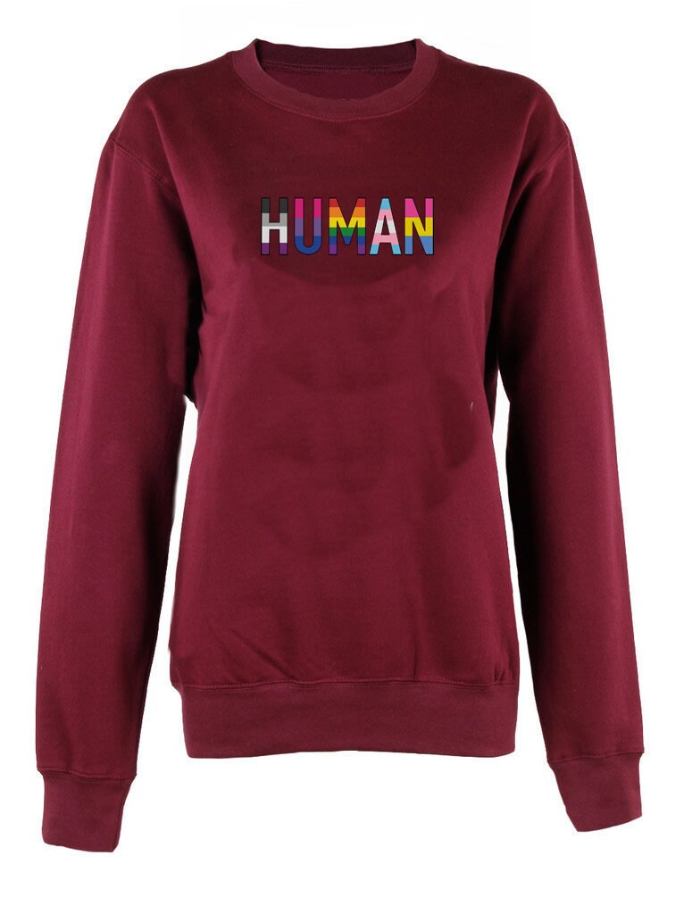 HUMAN crew neck sweatshirt unisex sweater pullover LGBT LGBTQ Lesbian Gay pride rainbow top