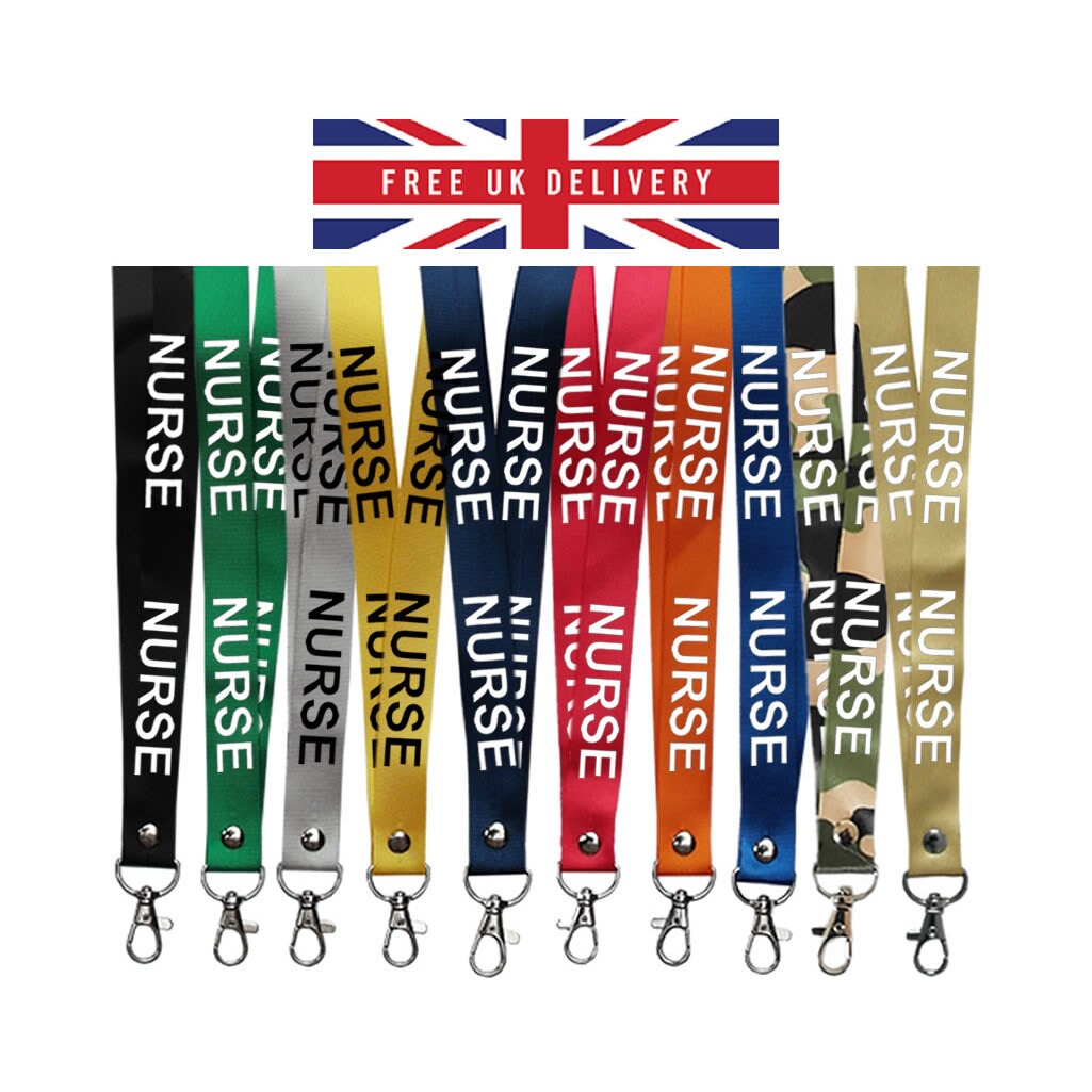 Nurse printed Lanyard neck strap, ID HOLDER Safety Breakaway Clip UK Stock Nhs health worker carer staff